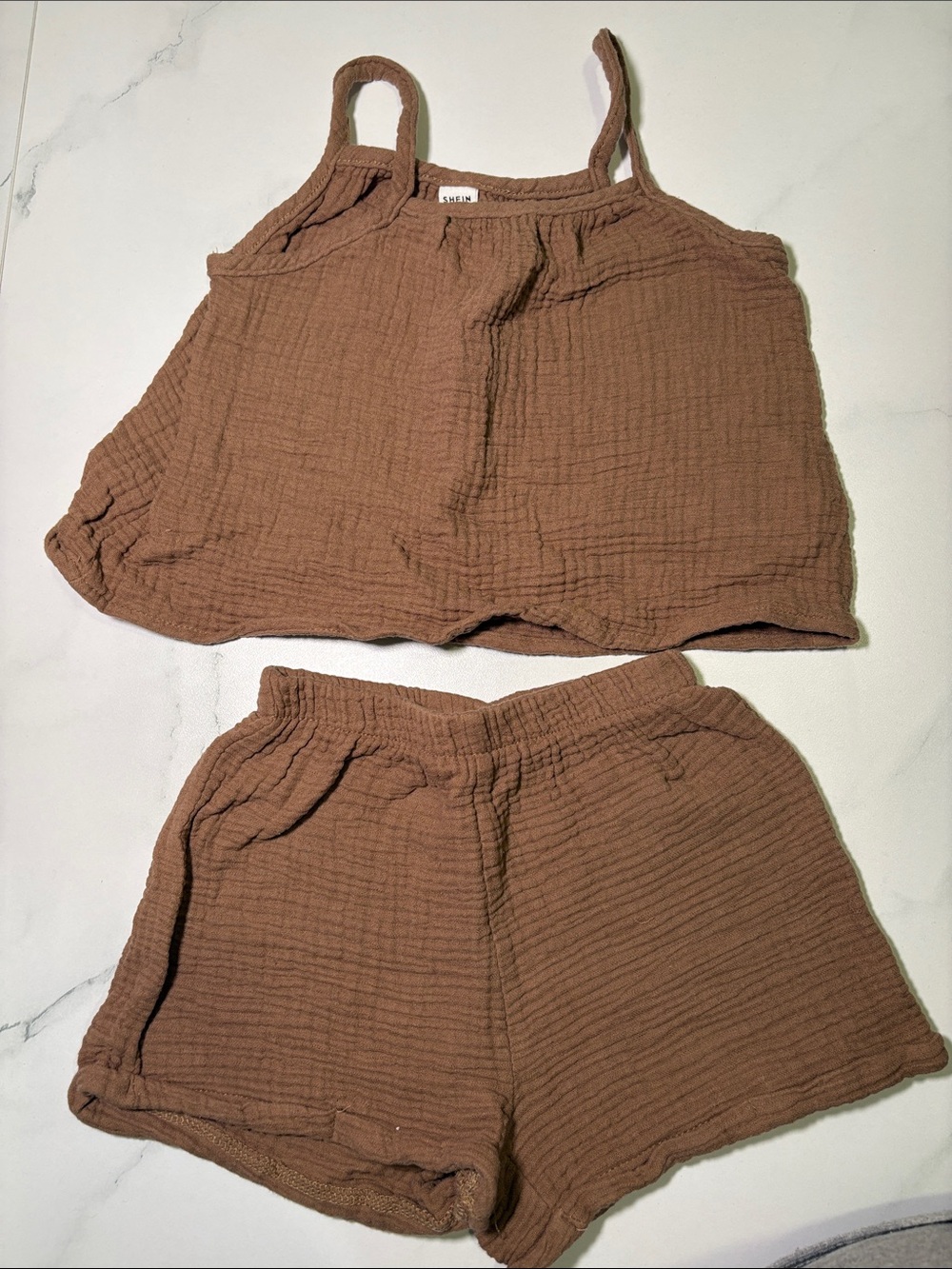 Brown tank and shorts
